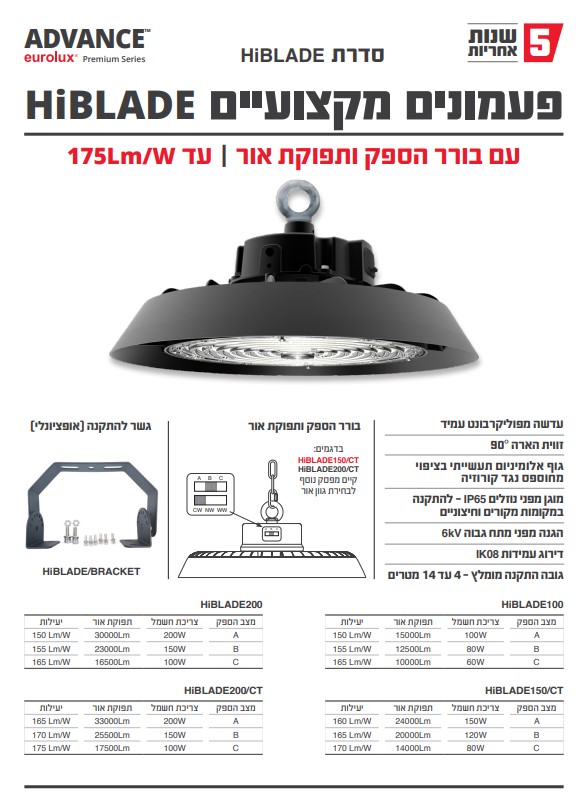 פעמון תאורה מקצועי ועוצמתי "150W "EUROLUX – תמונה 4