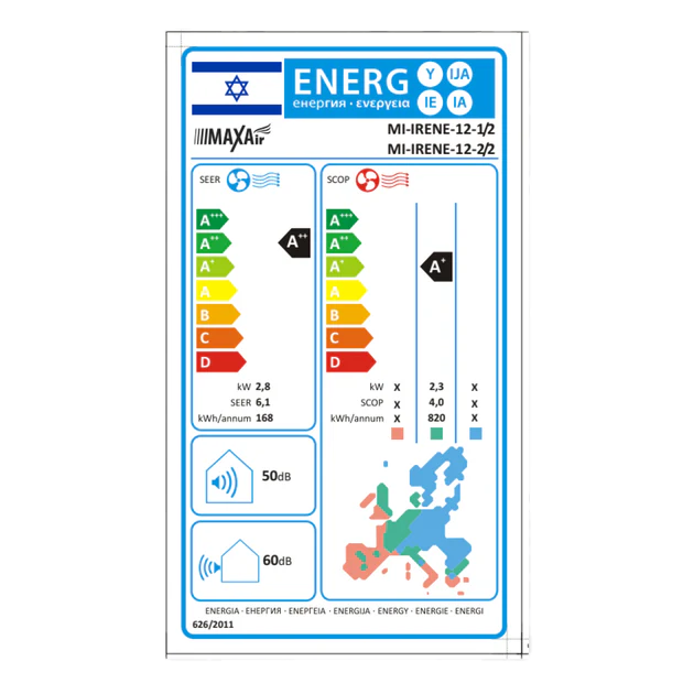מזגן עילי 1 כ"ס דגם MAXAIR - IRENE – תמונה 2